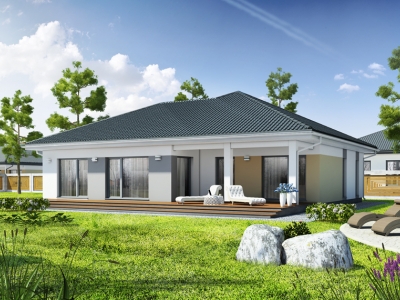 Проект 1 этажного дома из блоков PP-35